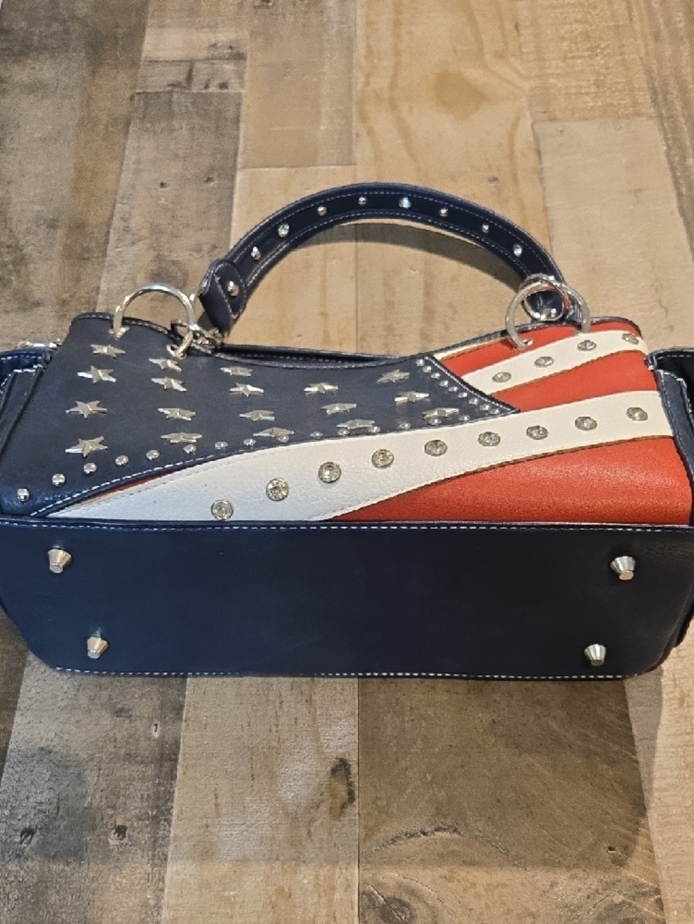 Patriotic Navy, Red & White Studded Handbag - Picture 3 of 9